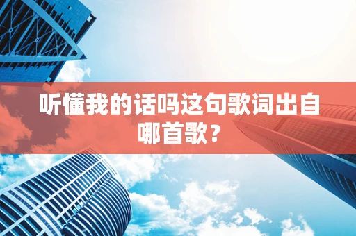 听懂我的话吗这句歌词出自哪首歌？