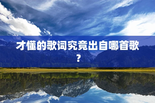 才懂的歌词究竟出自哪首歌？
